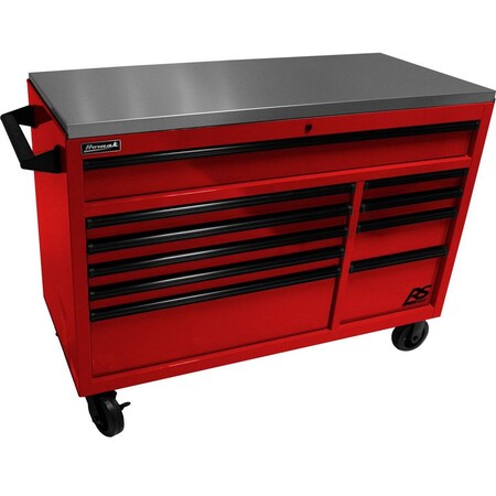 Homak 54" RSPro Rolling Workstation w/Stainless Steel Top Worksurface-Red RD04054014